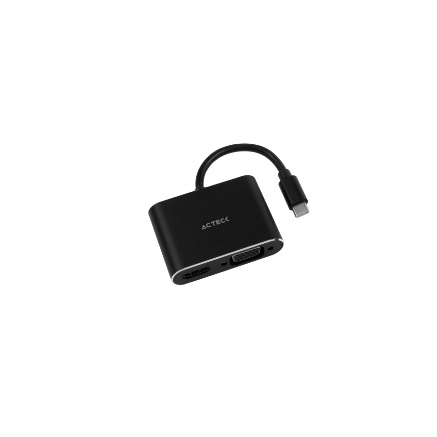 ADAPTADOR ACTECK SHIFT PLUS AV420 / USB C - HDMI + VGA / 4K / 10 CM / NEGRO / AC-934657 AC-10874
