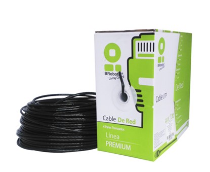 Bobina UTP, CAT5e, 100 m, Exterior Con Gel, Negro, CCA, BROBOTIX 181005