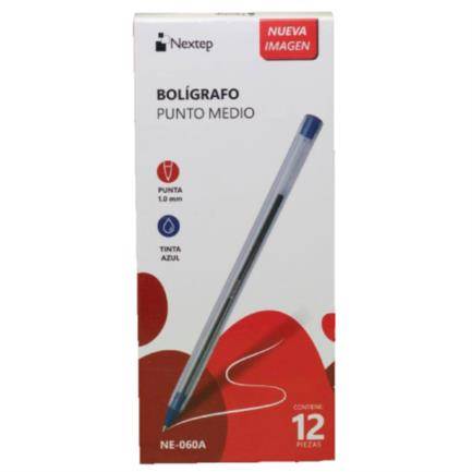 Bolígrafo Nextep NE-060A 1000 0.0 color azul 1mm c/12 barril trasparente contenido por master 120 piezas ACCNEX460
