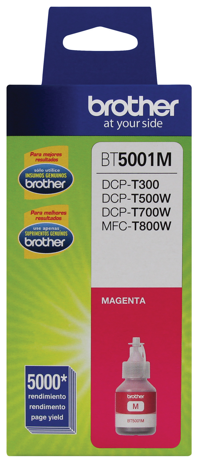 Botella de tinta Brother BT5001M magenta, rendimiento aproximado 5,000 páginas, compatible con DCPT220, DCPT520DW, DCPT720DW, MFCT920DW CARBRT3080