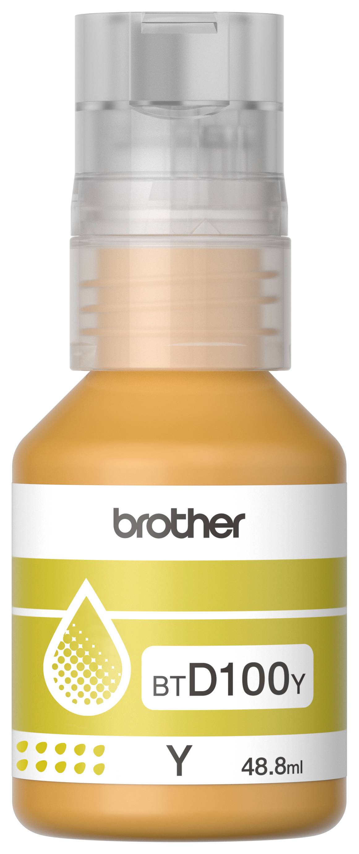 Botella de tinta Brother BTD100Y amarillo, rendimiento aproximado 5,000 páginas, compatible con DCPT230, DCPT530DW, DCPT730DW, MFCT930DW CARBRT4540