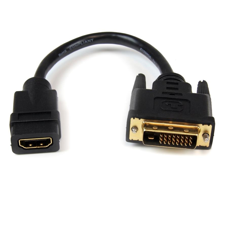 CABLE ADAPTADOR DE 20CM HDMI A DVI - DVI-D MACHO - HDMI HEMBRA - CABLE CONVERTIDOR DE VIDEO - NEGRO - STARTECH.COM MOD. HDDVIFM8IN AC-8493