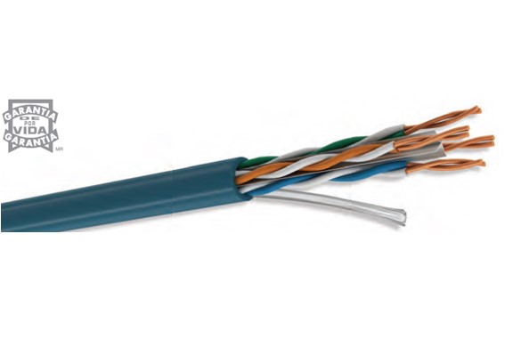Cable UTP CAT6 para interior, 4 pares, 23 AWG, bobina de 305 mts, 100% cobre, color azul ACCCDM1030