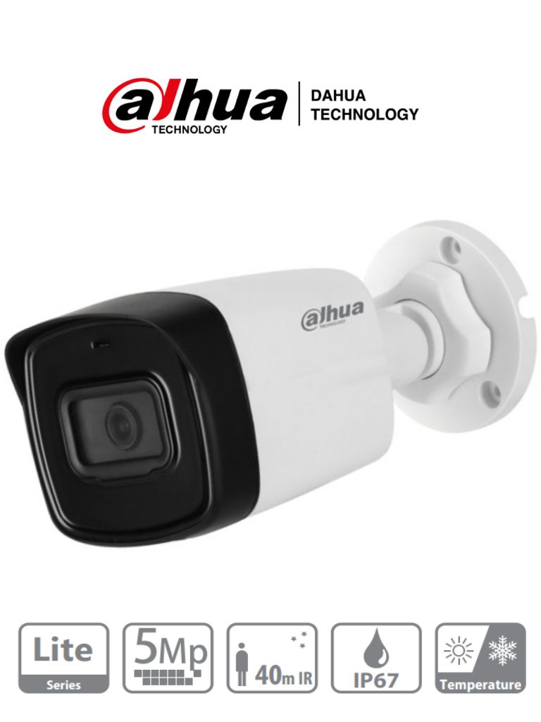 DAHUA HAC-HFW1500TL-28 - Camara Bullet de 5 Megapixeles/ Lente de 2.8 mm/ 111 Grados de Apertura/ IR de 40 Mts/ IP67/ Starlight/ DWDR/