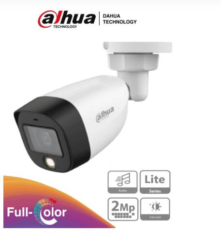 DAHUA DH-HAC-HFW1209TLMN-A-LED-S3 - Camara Bullet Full Color de 2 Mp/ 1080p/ p2.8mm/ 108°/ Microfono/ 40 Metros IR/ DWDR/ IP67/ Metalica+Policarbonato