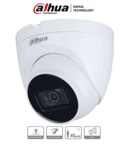DAHUA HAC-HDW1200TQ-A-Cámara domo Dahua de 2 MP con lente de 2.8 mm, ángulo de 102 grados, IR de 40 m, micrófono, DWDR, IP67