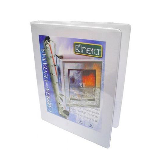 Carpeta Marca Kinera-Azor de 2 pulgadas tres aros en O color blanca tamaño carta de Vinil Cristal ACCKIN060