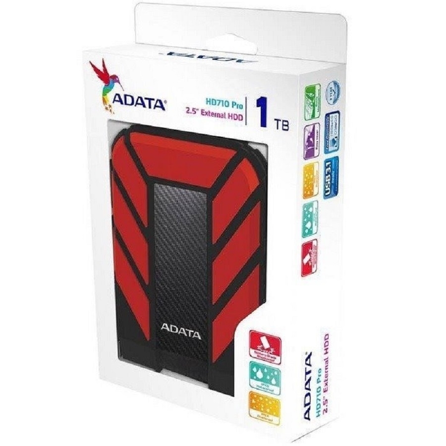 DISCO DURO EXTERNO ADATA HD710P 1TB PORTATIL 2.5 USB 3.2 WINDOWS MAC LINUX CONTRAGOLPES COLOR ROJO (AHD710P-1TU31-CRD) HD-1587