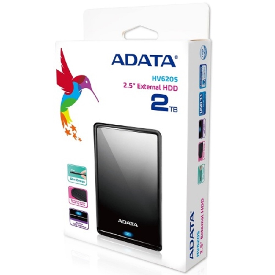 DISCO DURO EXTERNO ADATA HV620S 2TB PORTATIL 2.5 USB 3.2 WINDOWS MAC LINUX DASHDRIVE SLIM COLOR NEGRO (AHV620S-2TU31-CBK) HD-1789