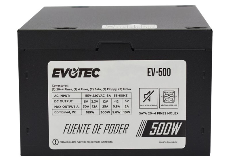 Fuente de Poder EVOTEC EV-500, Negro, 500 W GABEVO290