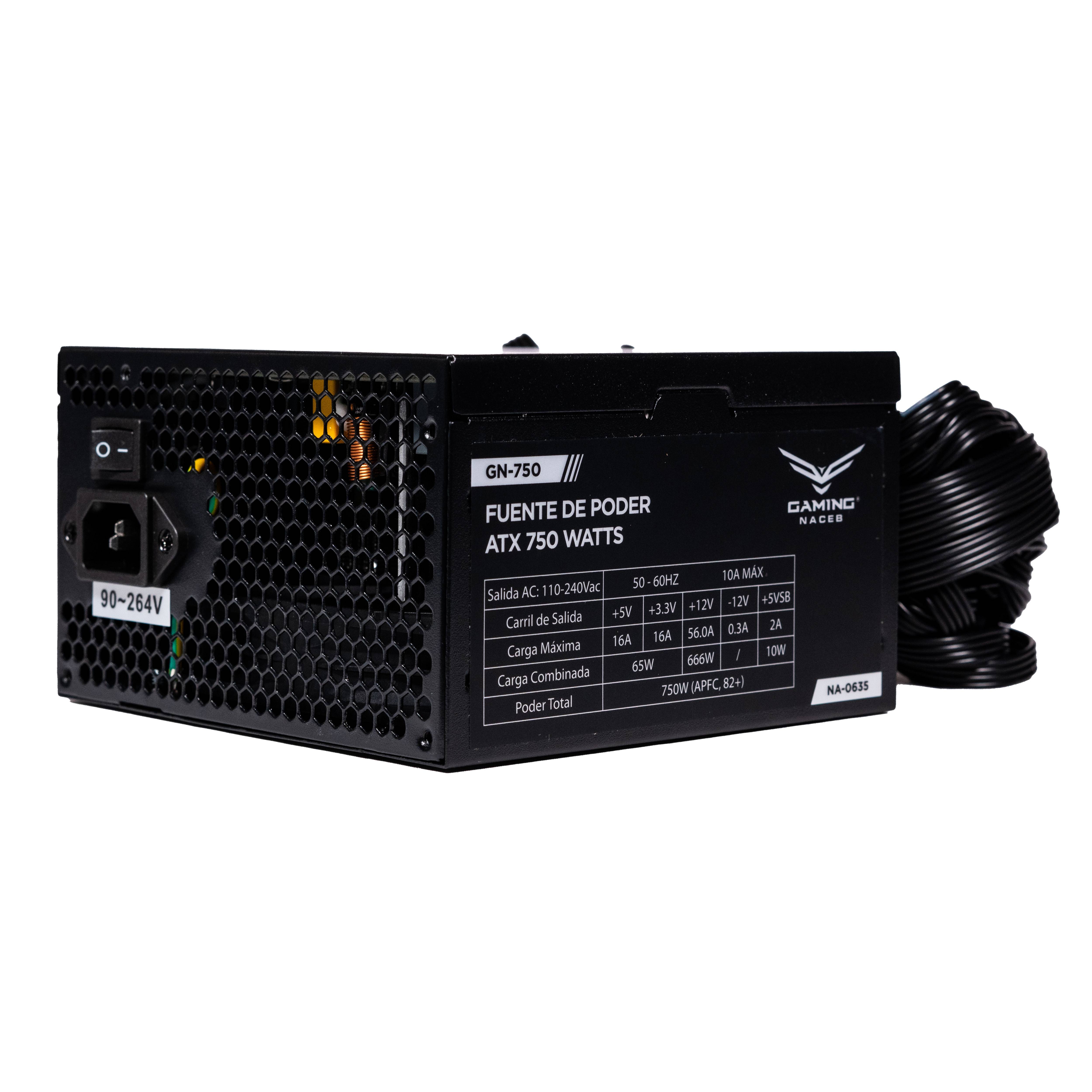Fuente de poder Naceb 750W Atx Modular 80+ Bronze NA-0635 GABNCB160