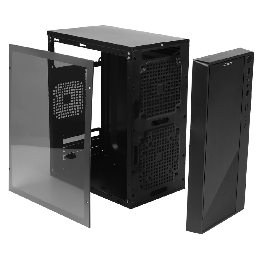 GABINETE ACTECK KIOTO GC220 / MICRO ATX SLIM / MICRO ATX, MINI ITX / FUENTE 500W / PANEL ACRILICO, METAL / NEGRO / AC-933063 CS-787 - ACTECK