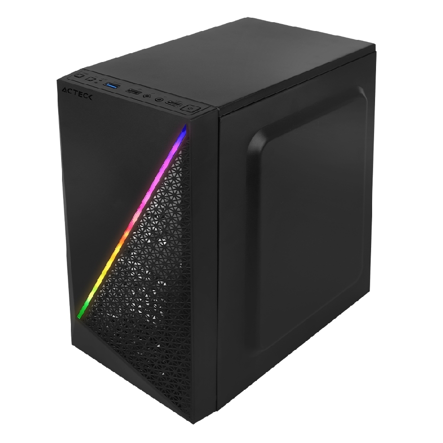 GABINETE ACTECK KIOTO GC460 / MINI TORRE / MICRO ATX, MINI ITX / FUENTE 500W / ILUMINACION RGB / PANEL ACRILICO, METAL / NEGRO / AC-933070 CS-788 - ACTECK
