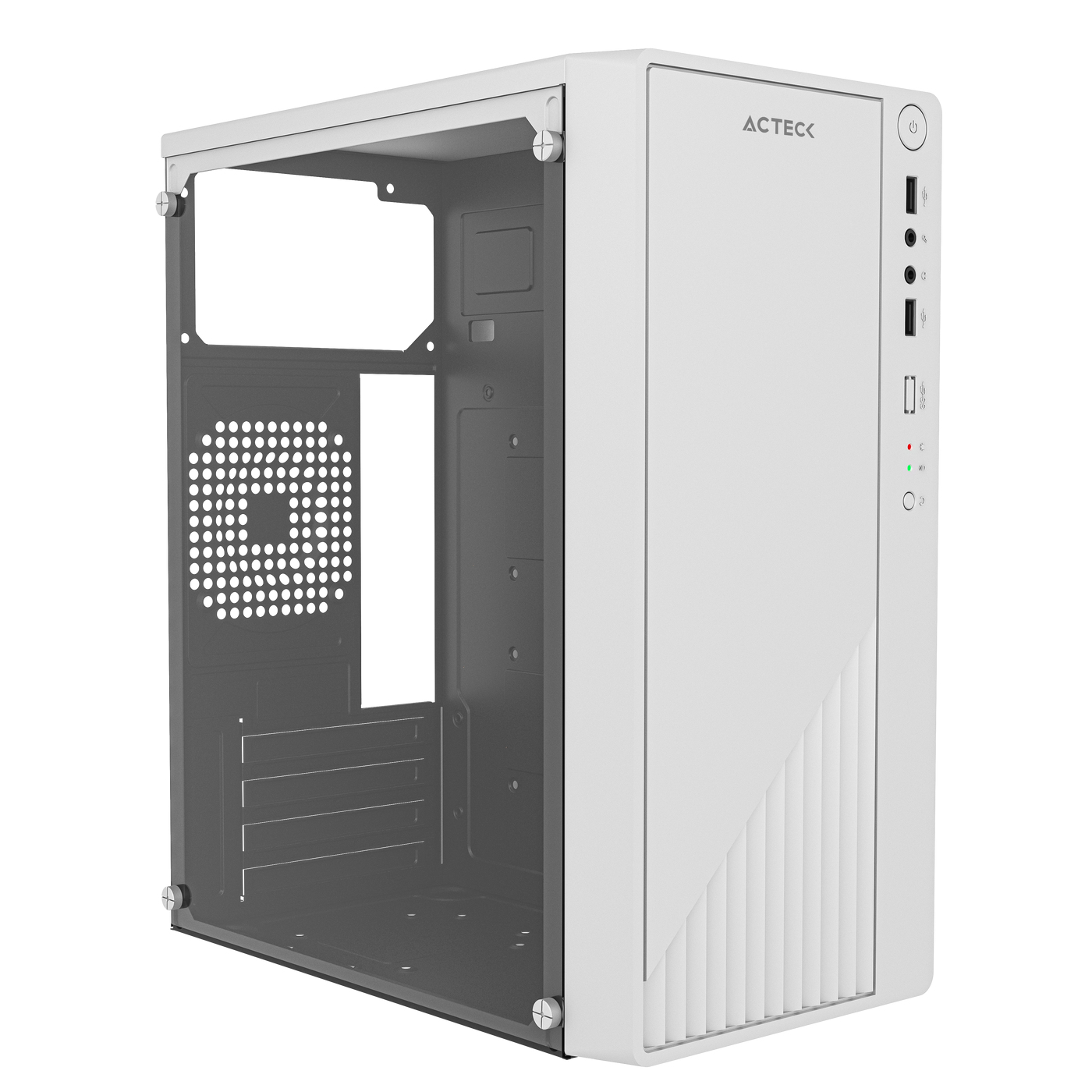 Gabinete Mini Torre Acteck KIOTO GC220 ESSENTIAL SERIES Factor de forma: Mini Torre, Panel Lateral Cristal Templado, Tarjetas madre compatibles: Micro ATX GABACT540