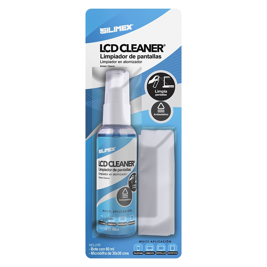 KIT DE LIMPIEZA LCD CLEANER PARA PANTALLAS CON MICROFIBRA Y BOTE DE 60 ML SILIMEX CN-1191
