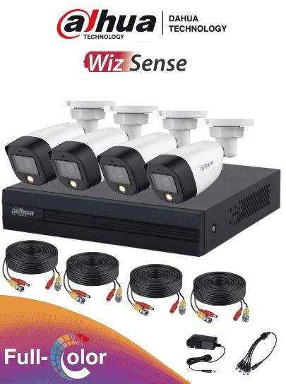 DAHUA FULLCOLORKIT- Kit de 4 canales Full Color de 2 MP. Incluye 4 cámaras HFW1209CN-LED, 1 XVR 4 CH, H.265 + 1 IP (o hasta 5 canales IP). SMD+