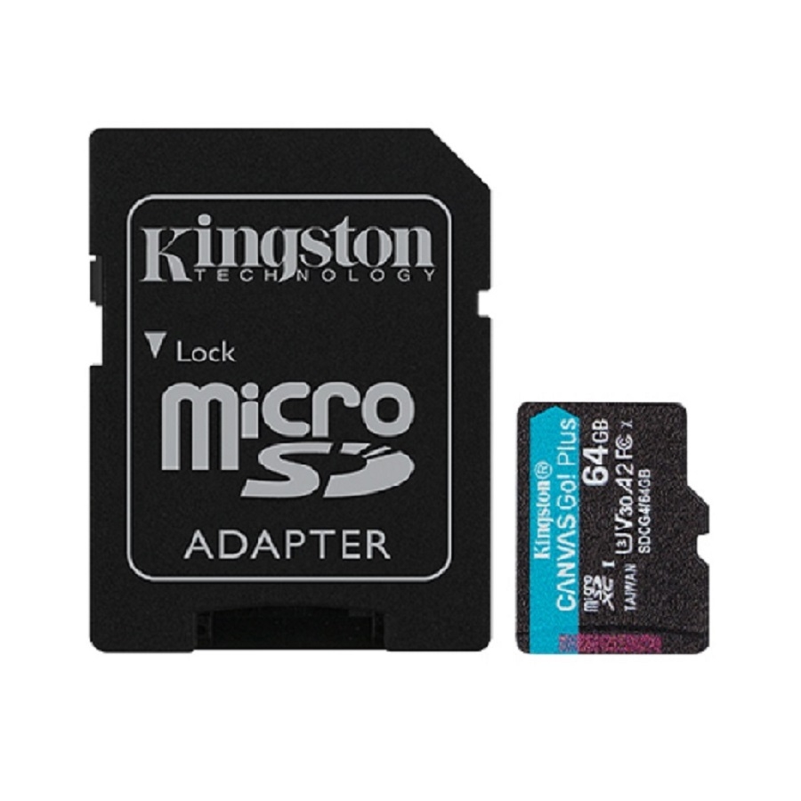 MEMORIA FLASH MICRO SD KINGSTON SDXC CANVAS GO PLUS 64GB 200MB/S UHS-I U3 V30 C/ADAPTADOR (SDCG4/64GB) RAM-4566