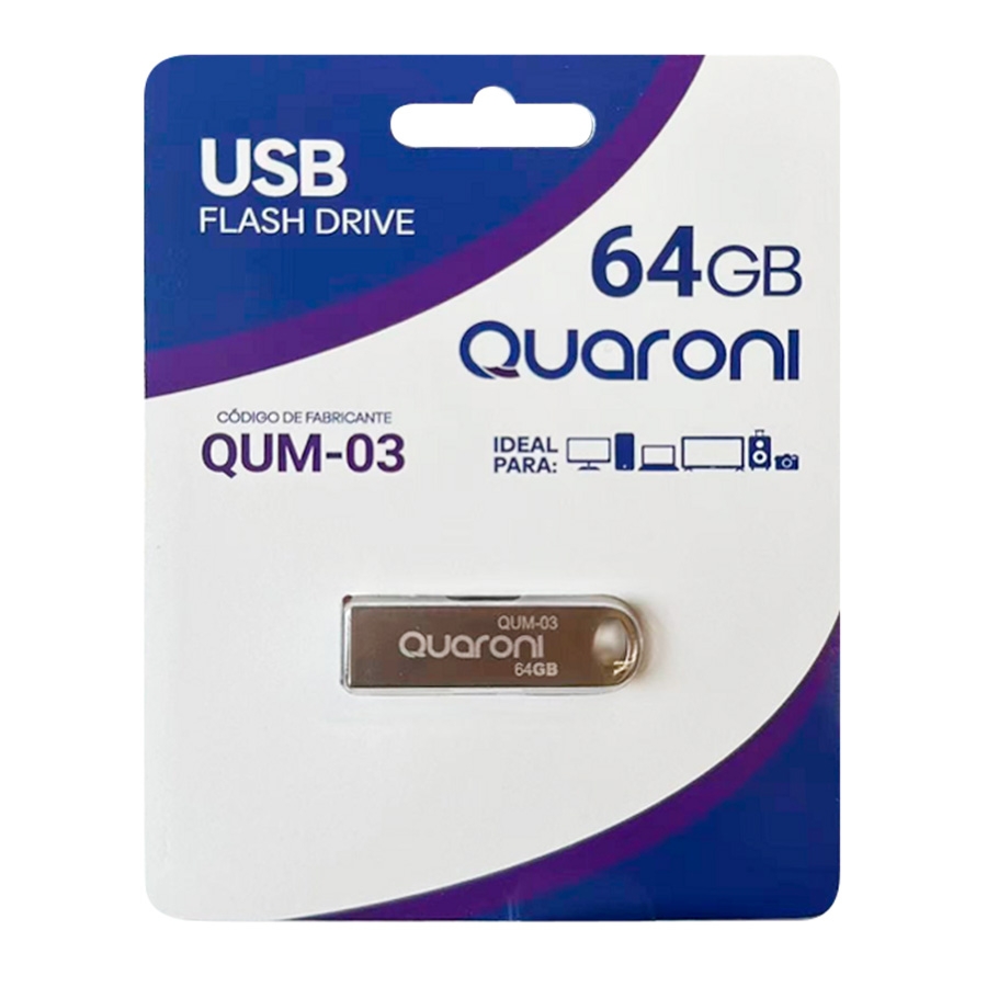 MEMORIA QUARONI 64GB USB METALICA USB 2.0 COMPATIBLE CON ANDROID/WINDOWS/MAC RAM-3944