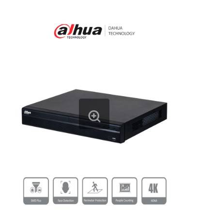 DAHUA DHI-NVR4232-4KS3 NVR De 32 canales IP, 8 MP/4K, 160 Mbps, Smart H.265+, 2 Bahías para HDD de 20 TB, HDMI & VGA, soporta cámaras WizS  2CH  SMD+