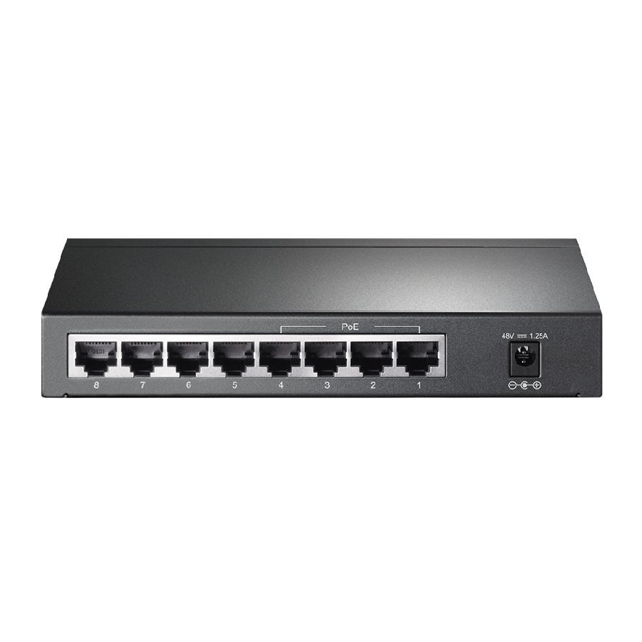 SWITCH | TP-LINK | TL-SG1008P | 8 PUERTOS RJ45 GIGABIT 10/100/1000 NO ADMINISTRABLE CON 4 PUERTOS POE IEEE 802.3AF HASTA 15.4W C/U PARA ESCRITORIO NIC-1495