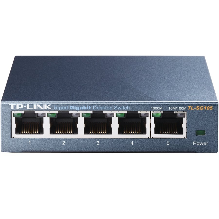 SWITCH | TP-LINK |TL-SG105 | 5 PUERTOS GIGABIT | NO ADMINISTRABLE | CARCASA METALICA | PARA ESCRITORIO | ESPECIFICACIONES VARIAN SEGUN VERSION | IMAGEN SOLO ILUSTRATIVA NIC-1491