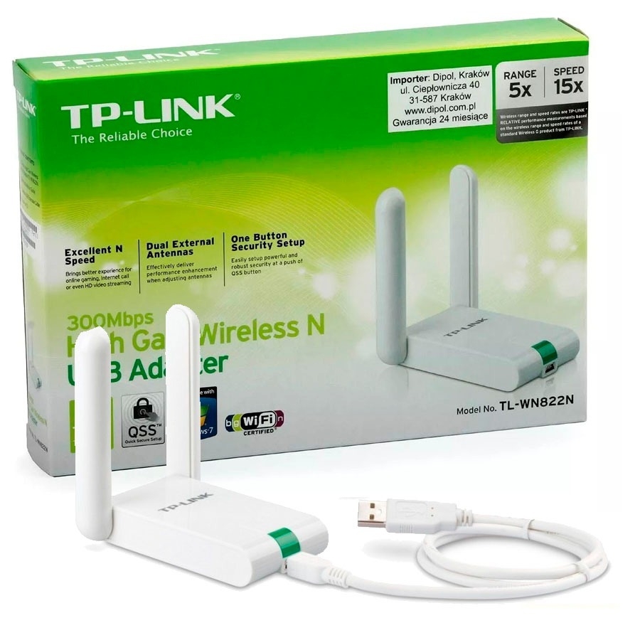 TARJETA DE RED | TP-LINK | TL-WN822N | USB | INALAMBRICA | 300MBPS |ANTENA DUAL 3DBI NIC-976