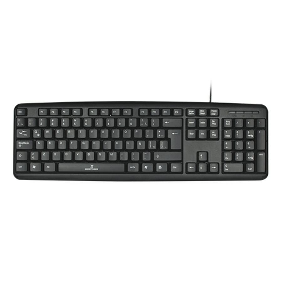 TECLADO ALAMBRICO RESISTENTE A SALPICADURAS Y DERRAMES TECLAS DE MEMBRANA CONECTOR USB PERFECT CHOICE - NEGRO KB-704