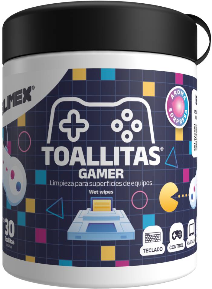 TOALLITAS GAMER CONT. NETO 30 Toallitas 20x20cm Limpieza Impecable, La Higiene que los Gamers Exigen SLXLMP700