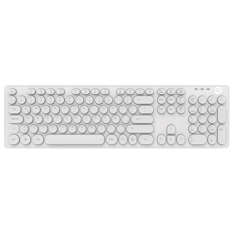 GETTTECH TECLADO RETROILUMINADO IGNITE BLANCO, 105 TECLAS CONEXIÓN USB, ABS FRENTE Y GALVANIZADO ATRÁS, MOD. GTI-20201B