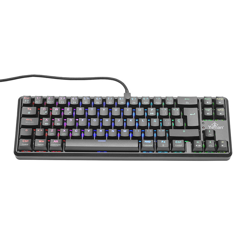 YEYIAN TKL TECLADO GAMER AKIL S 3500 SWITCH ROJO, 69 TECLAS, INTERRUPTOR CAMBIO, ANTI GHOSTING N-KEY R, LED RGB ARCOIRIS 18 EFECT, IP42  YTM-28209R