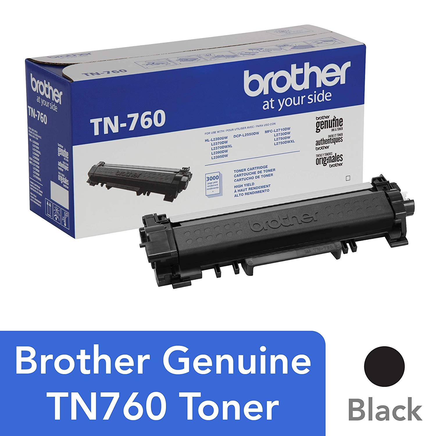 Tóner Brother TN760, negro, rendimiento aproximado 3,000 páginas, para equipos DCPL2551DW. CARBRT3730