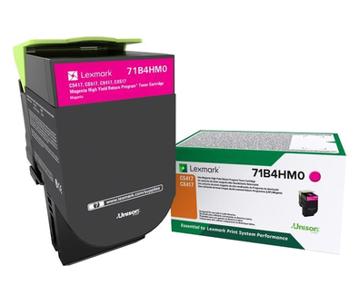 Toner MAGENTA LEXMARK 71B4HM0. Alto Rendimiento, capacidad 3,500 impresiones, compatible con CS/CX 417,517