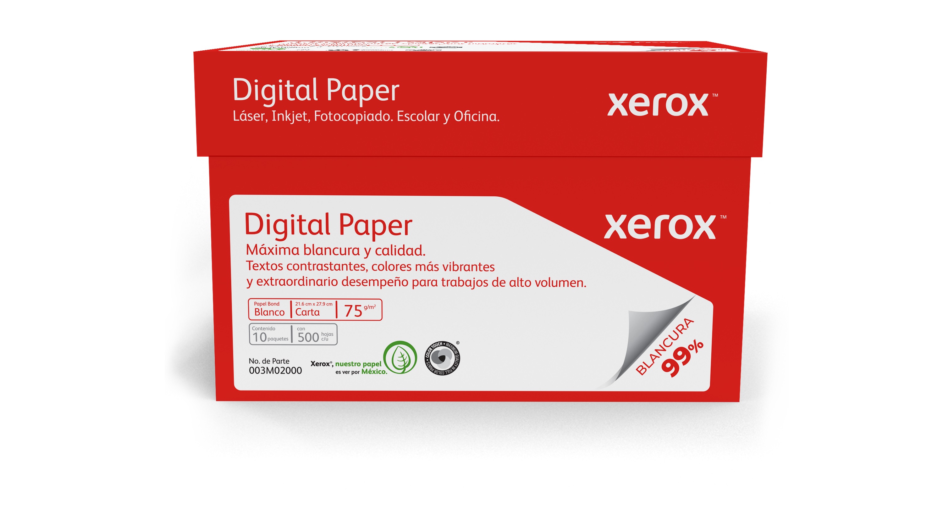 XEROX PAPEL DIGITAL ROJO CARTA 99% BLANCURA PAPXRX090
