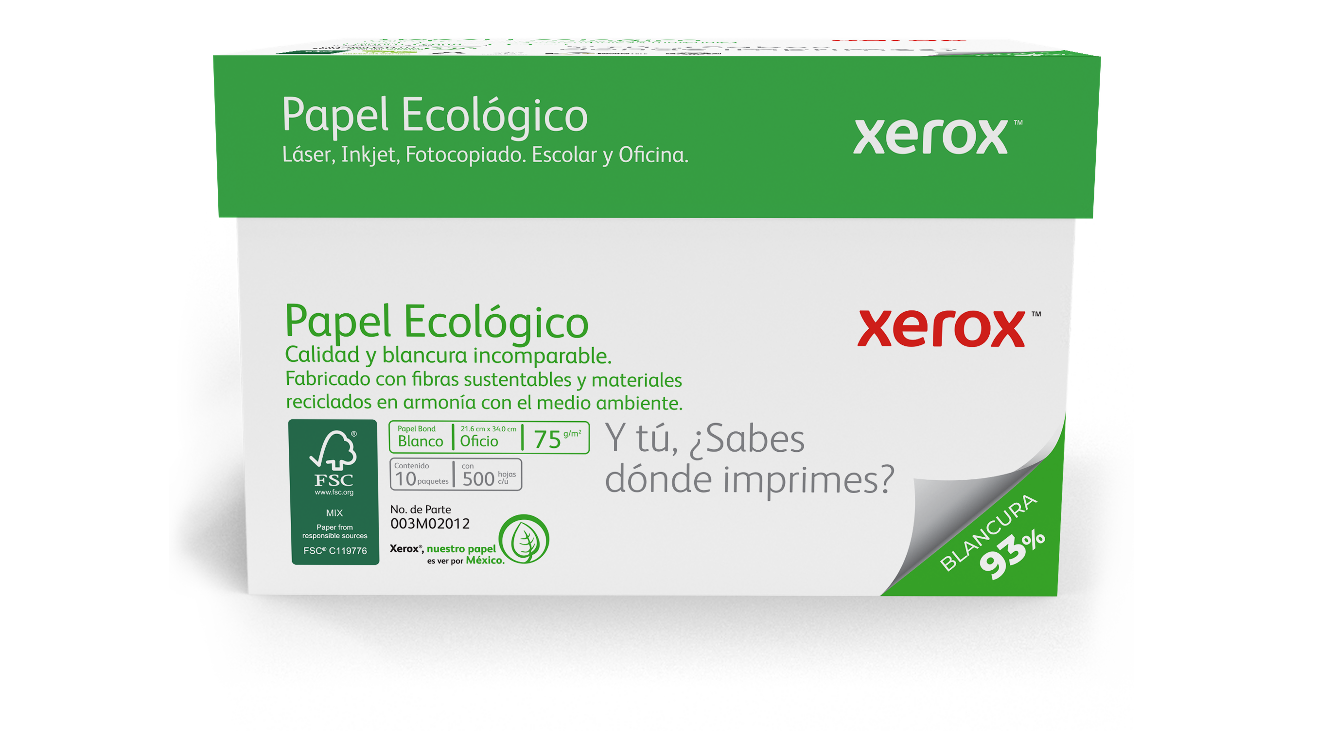 XEROX PAPEL ECOLOGICO OFICIO 93% BLANCURA PAPXRX110