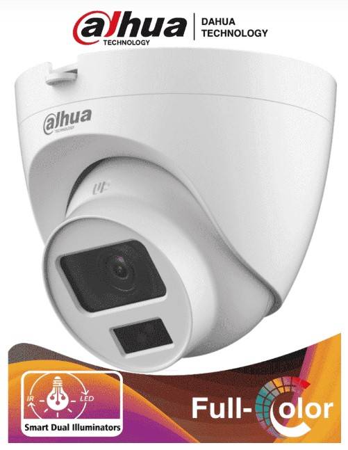 DAHUA HAC-HDW1200CLQN-IL-A - Camara Domo de 2 Megapixeles/ Dual Inteligente + FullColor/2.8 mm/ 102°a/ 20 Metros de IR y Luz Visible/ Microfono