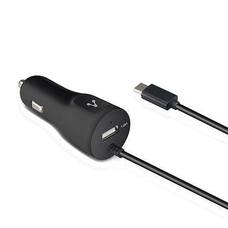 Cargador cable micro USB VORAGO AU-303, Negro, 2.4A USB 1.0A