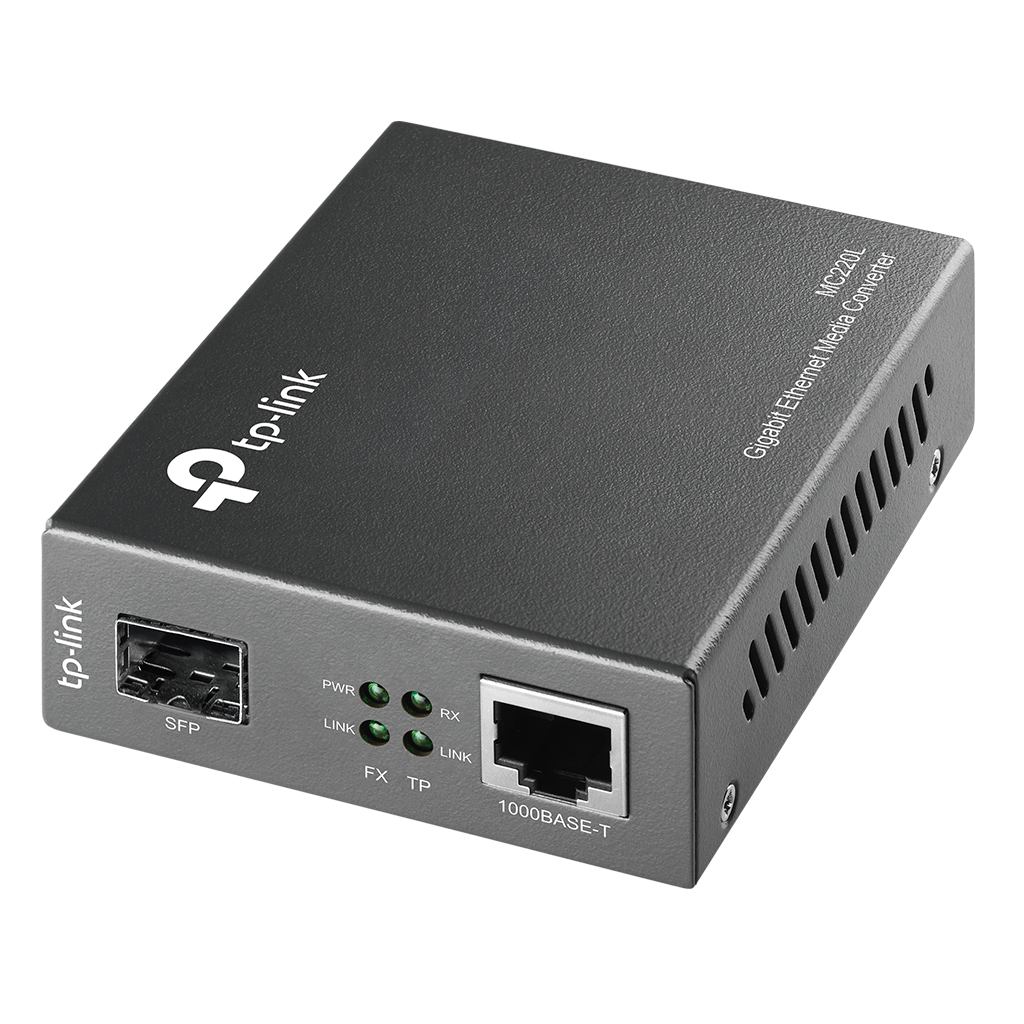 CONVERTIDOR MULTIMEDIA SFP GIGABIT TP-LINK  MC220L CON PUERTO FX COMPATIBLE CON HOT-SWAPPABLE