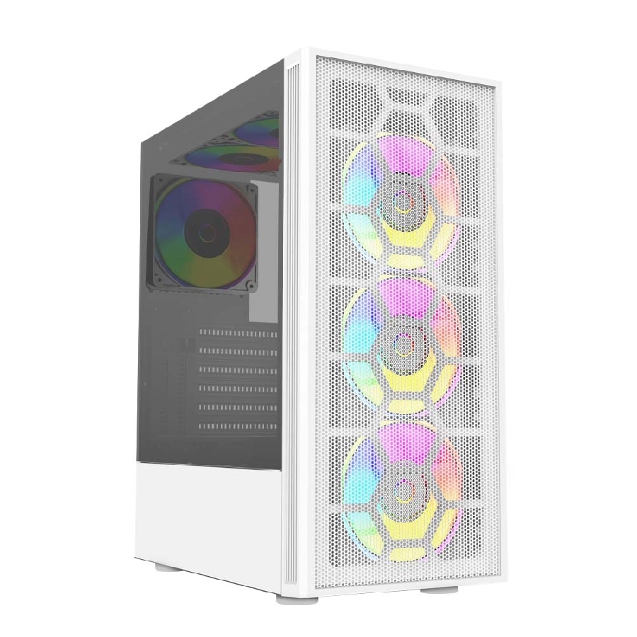 GABINETE BALAM RUSH DRAGONFLY MESH GM740 / MEDIA TORRE / ATX – MICRO ATX – MINI ITX / PANEL CRISTAL TEMPLADO/ ILUMUMINACION RGB / VENTILADOR RGB INCLUIDO / BLANCO / BR-935999 CS-889 - Balam Rush