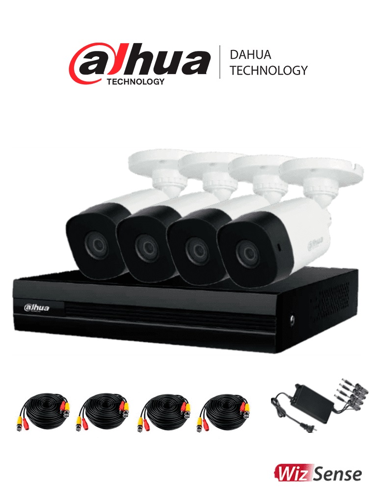 Kit Videovigilancia DVR Cooper-I WizSense,8 Canales IP más 2CH IP o hasta 10CH IP, 4CH SMD Plus, con 4 cámaras B1A21 2MP. Búsqueda de humanos y vehiculos