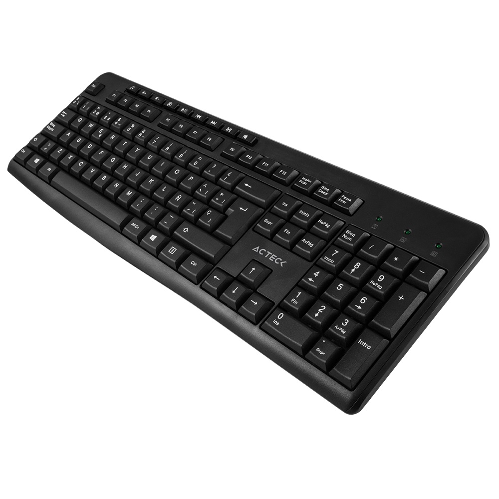 Kit de teclado y mouse ACTECK KT-28, Conectividad inalámbrica 2.4ghz, 105 teclas + 9 multimedia, Compatibilidad Windows xp, vista, 7/ 8 / 10 KITACT650