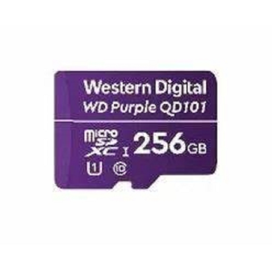 MEMORIA WD PURPLE SC QD101 MICRO SDXC 256GB VIDEOVIGILANCIA 24/7 CLASE 10 U1 LECT 50MB/S ESC 40MB/S WDD256G1P0C RAM-3504