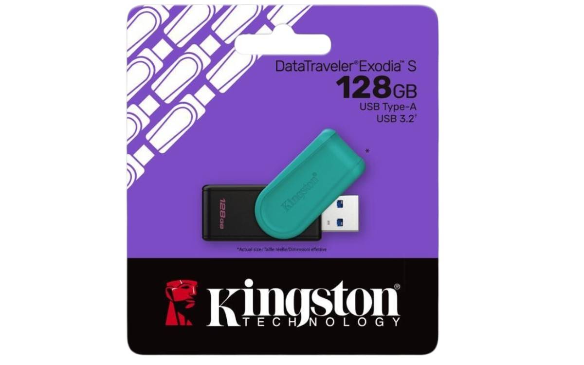 MEMORIA USB KINGSTON DATATRAVELER EXODIA S 128GB 3.2 GEN 1 TAPA GIRATORIA - Kingston Technology