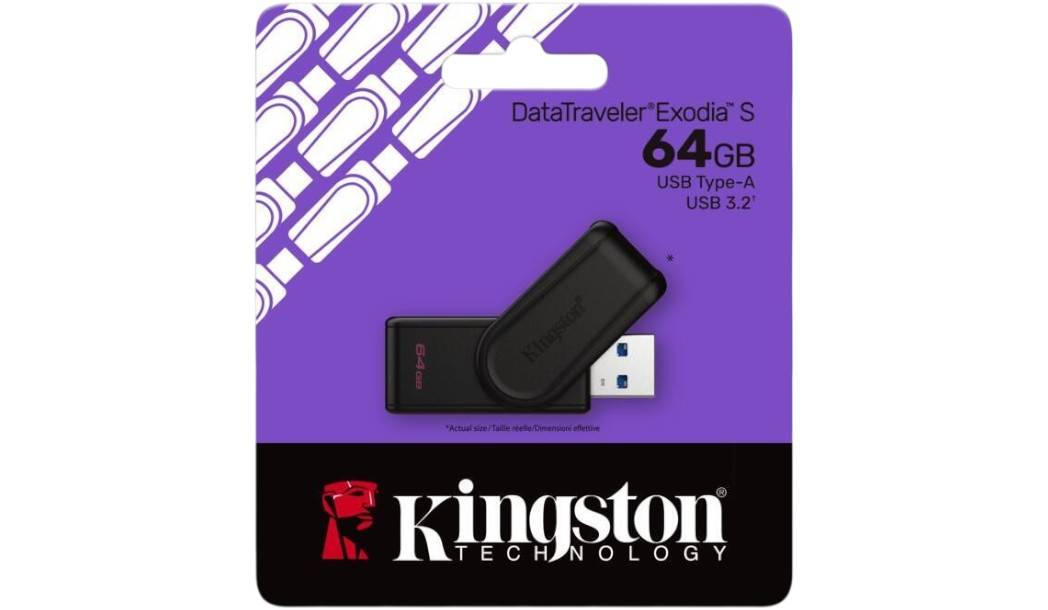 MEMORIA USB KINGSTON DATATRAVELER EXODIA S 64GB 3.2 GEN 1 TAPA GIRATORIA - Kingston Technology