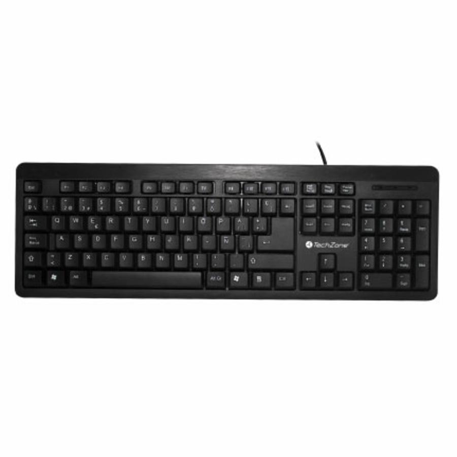 TECLADO TECHZONE TZ16TEC01-ALA ALAMBRICO STANDARD USB ERGONOMICO NEGRO KB-633