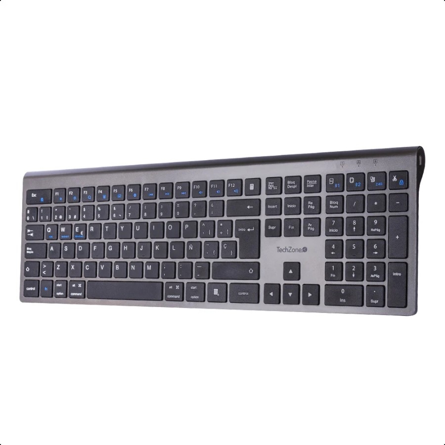 TECLADO TECHZONET ZACTCB01 INALAMBRICO BLUETOOTH 2.0 Y 3.0, RECARGABLE TIPO C KB-1089