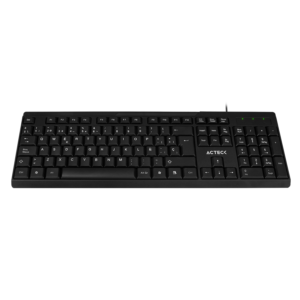 Teclado Estándar ACTECK Alámbrico USB WINDOWS-LINUX Diseño Clásico Negro INSPIRE TA210 TECACT010