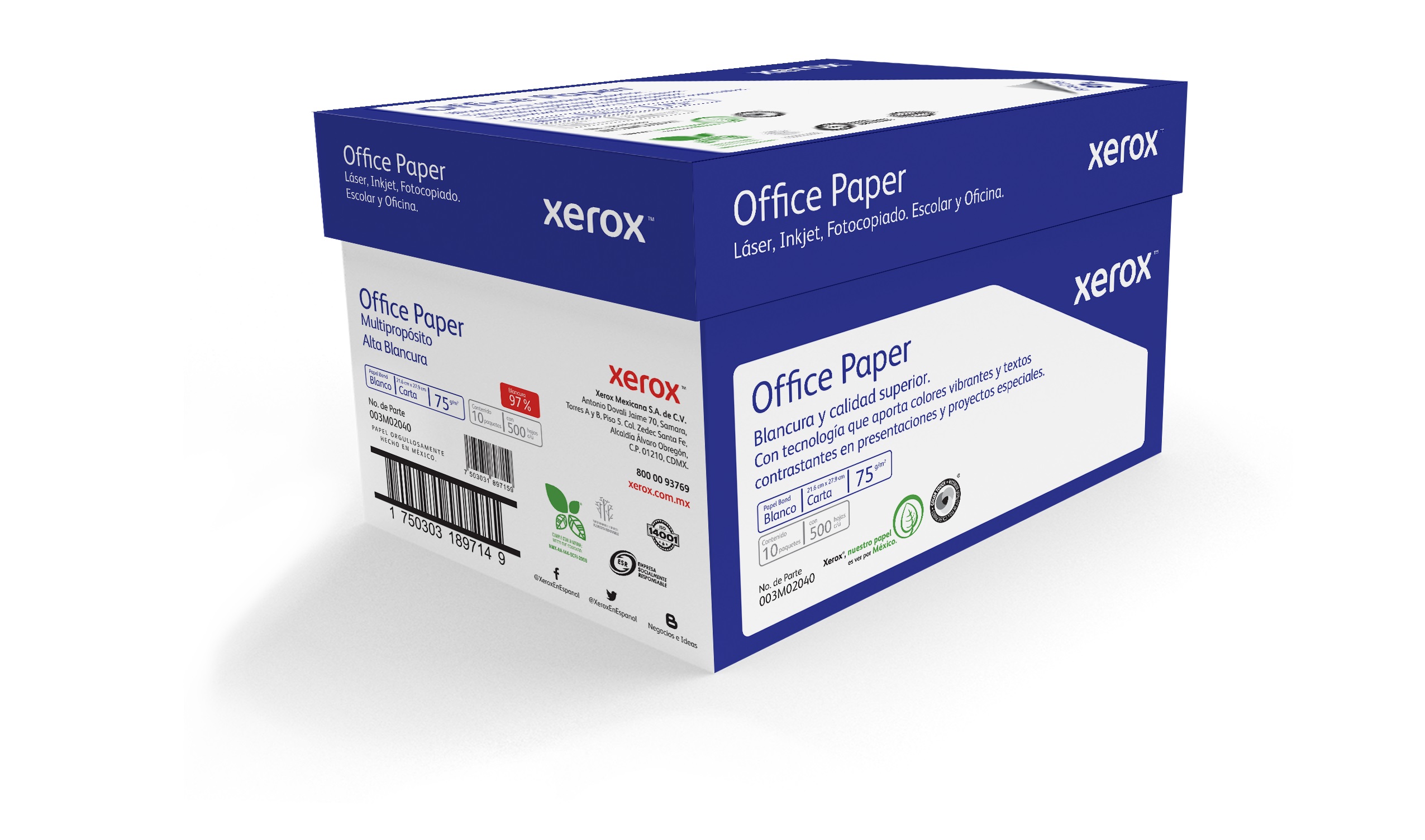 XEROX PAPEL OFFICE AZUL CARTA 97% BLANCURA PAPXRX120