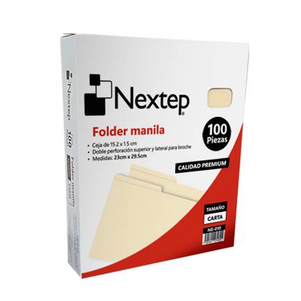 Folder Manila Nextep NE-010 Económico con 100 piezas tamaño carta medidas 29.5cm por 23 cm ACCNEX420