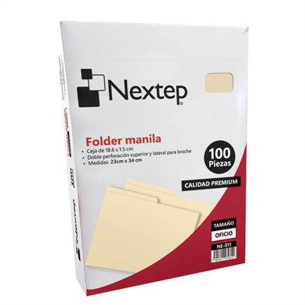 Folder Manila Nextep NE-011 Económico con 100 piezas tamaño Oficio  medidas 34cm por 23 cm ACCNEX430
