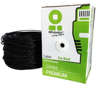 Bobina UPT, CAT5e, 305 m, Exterior Doble Forro, Negro, CCA, BROBOTIX 055305